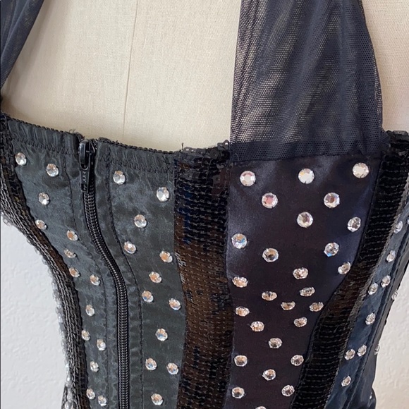 Guess Marciano Black Rhinestone Sequin Corset M - Picture 6 of 8